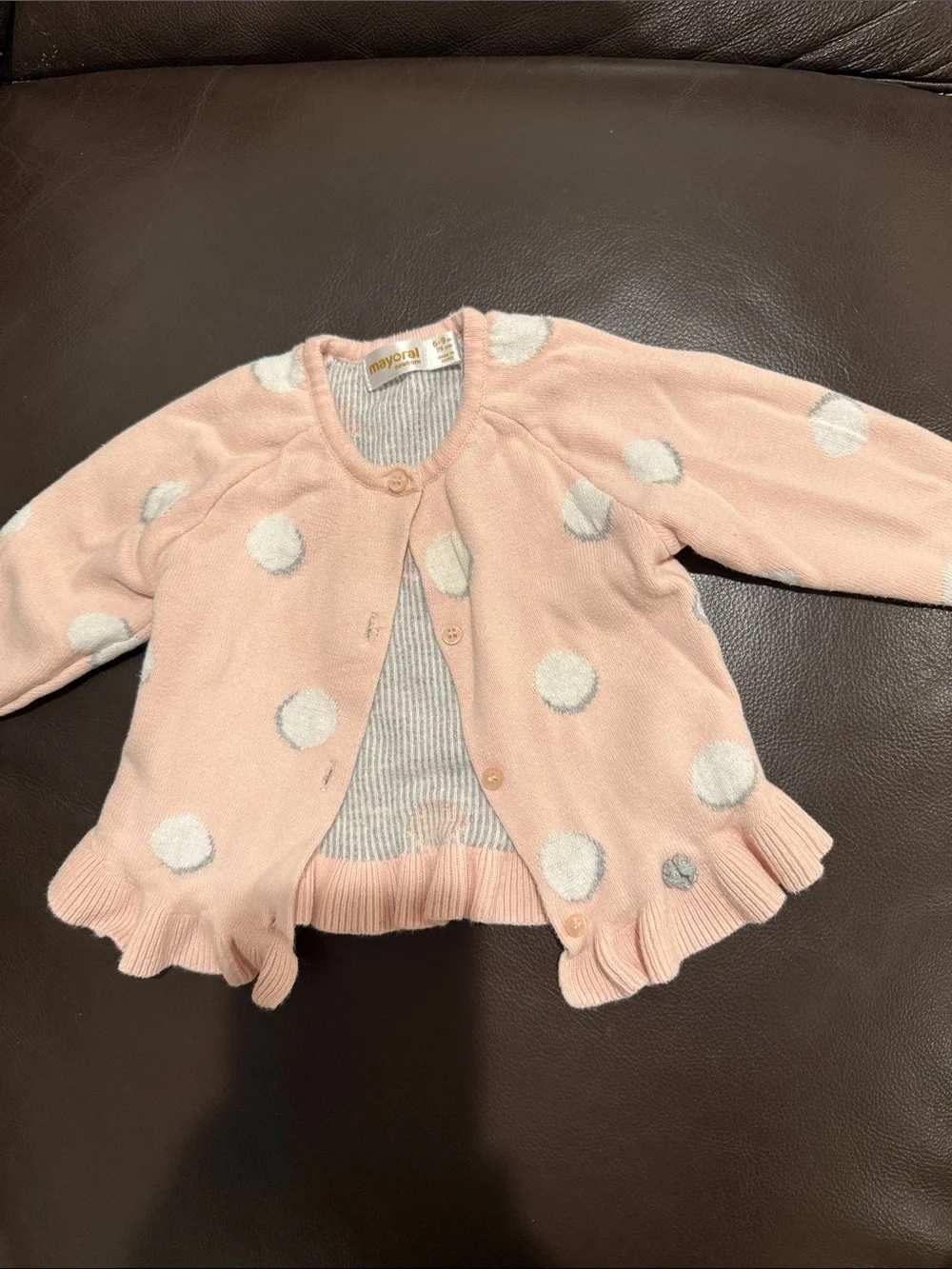 Mayoral 100% cotton two piece knit set baby girl 6/9 months